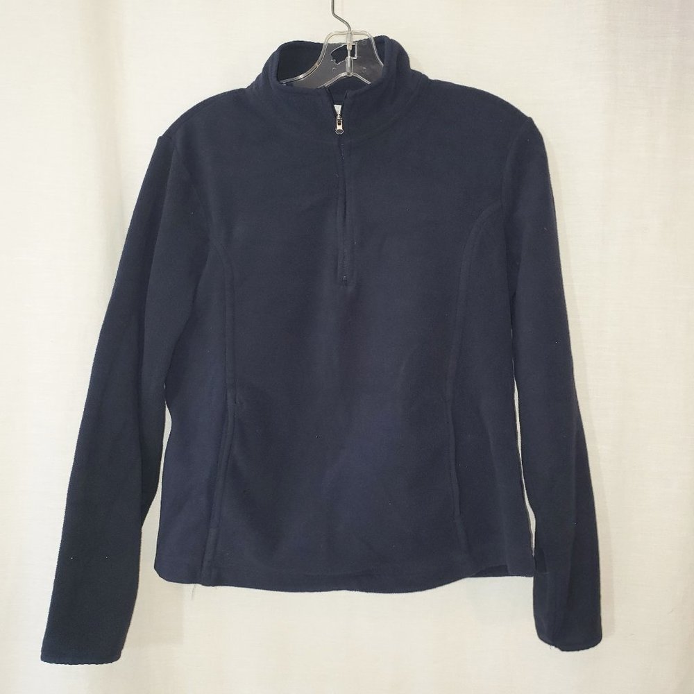 Danskin Now Sz M 8-10 Blue Quarter Zip Long Sleeve Fleece Jacket RN #52469 #24-I
